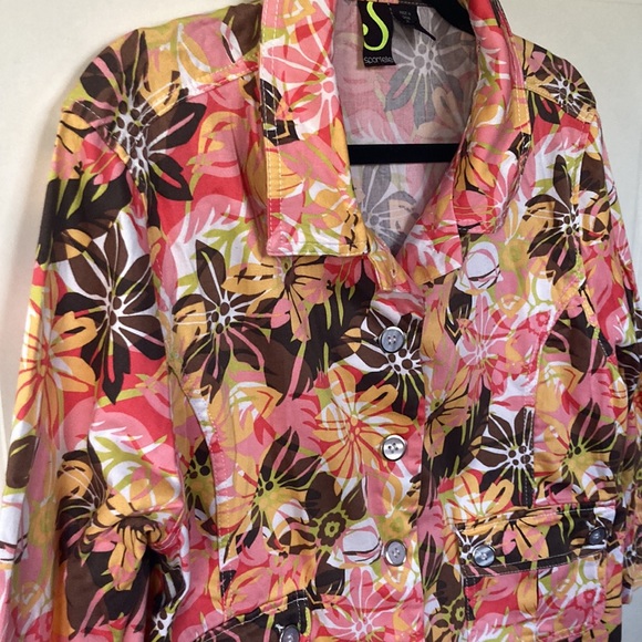 SPORTELLE💫 Women’s Floral Button-Up Stretch Jacket Blazer - Picture 3 of 12